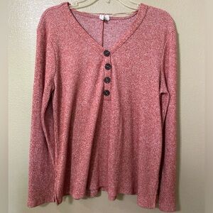 Cable and Gauge Button Sweater Large